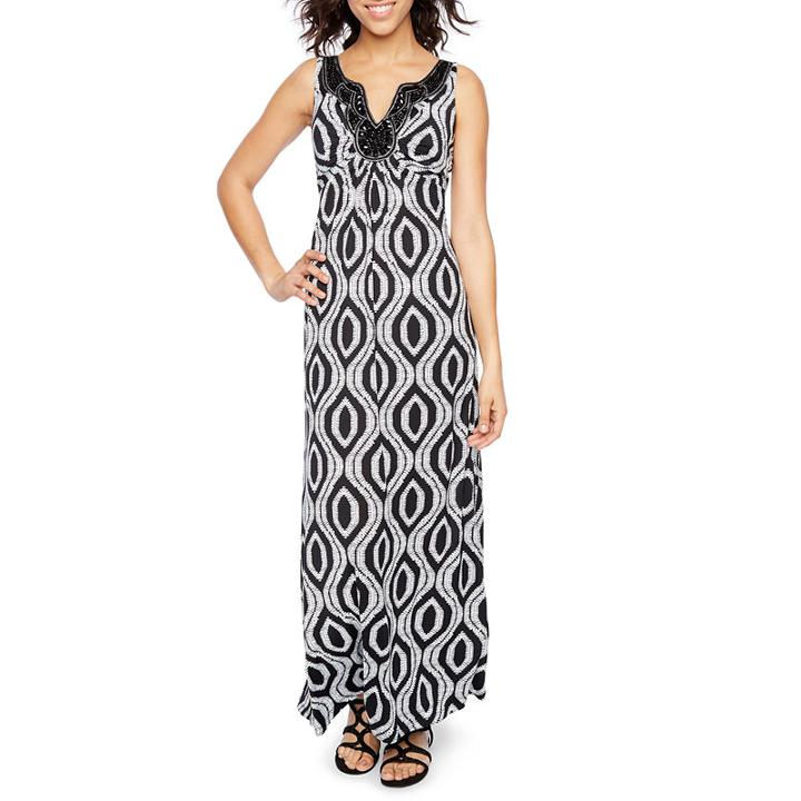Ronni Nicole Sleeveless Embellished Geometric Maxi Dress