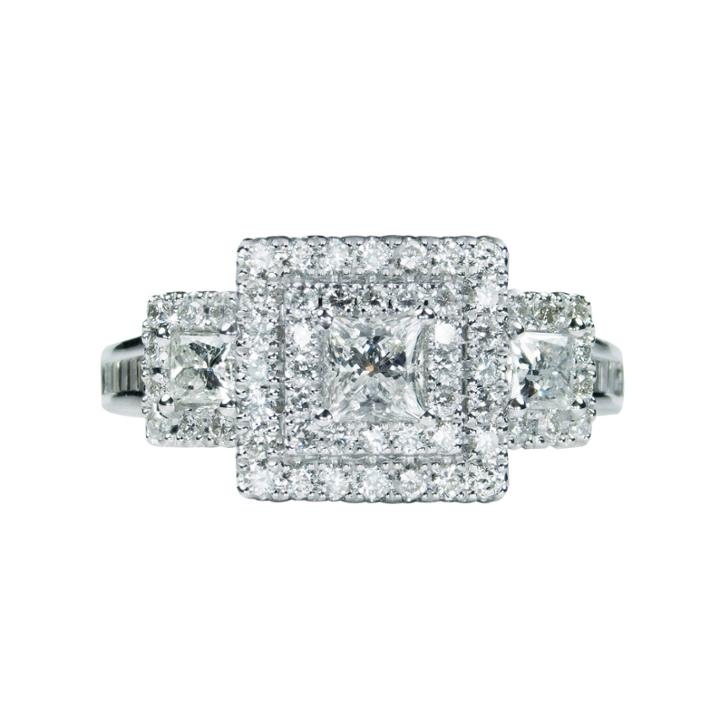 Limited Quantities Womens 1 1/2 Ct. T.w. White Diamond 14k Gold 3-stone Ring