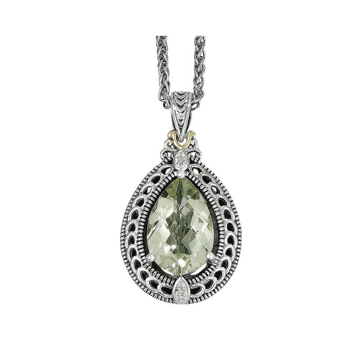 Shey Couture Genuine Green Quartz And Diamond-accent Sterling Silver Necklace