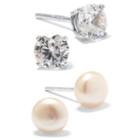Silver Treasures 2-pc. White Pearl Sterling Silver Earring Sets