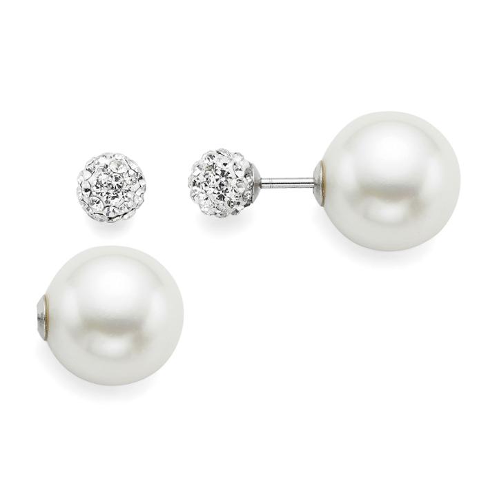 Cultured Freshwater Pearl And Crystal Front-to-back Earrings