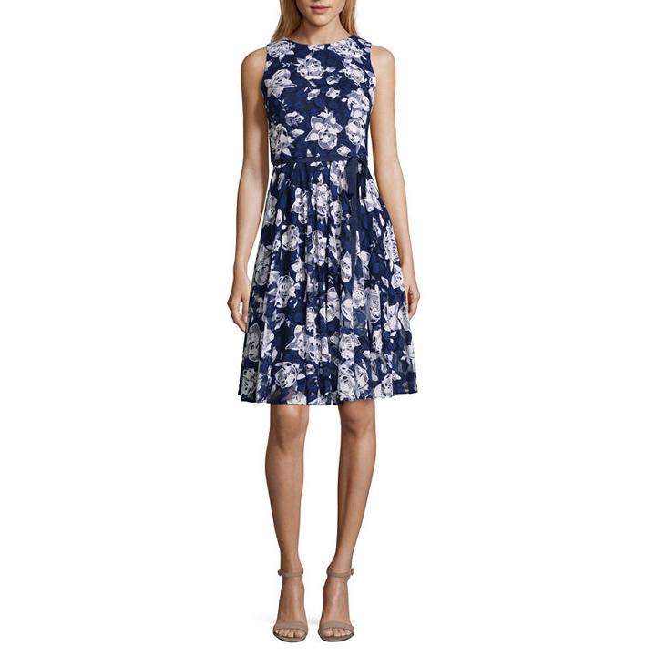 Danny & Nicole Sleeveless Floral A-line Dress-petite