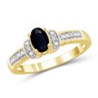 Womens Diamond Accent Blue Sapphire Gold Over Silver Band