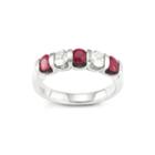 Genuine African Ruby & White Sapphire Sterling Silver Ring