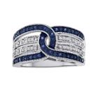 1/4 Ct. T.w. White And Color-enhanced Blue Diamond Sterling Silver Ring