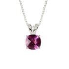 Lab-created Checkerboard Cut Pink Sapphire 10k White Gold Pendant Necklace