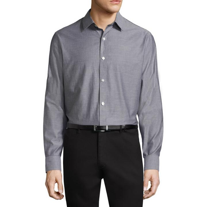 Claiborne Long Sleeve Gingham Button-front Shirt