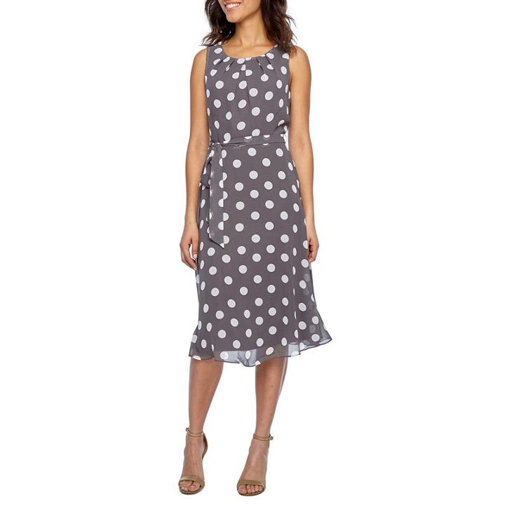 R & K Originals Sleeveless Polka Dot Fit & Flare Dress