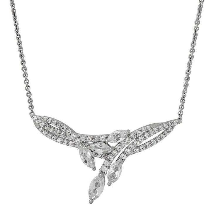 Womens Lab Created White Sapphire Pendant Necklace