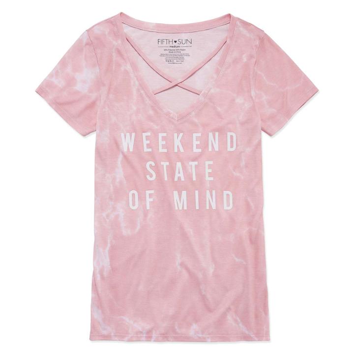 Short Sleeve  Weekend State Of Mind Graphic T-shirt- Juniors Plus