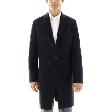 Stafford Navy Herringbone Topcoat