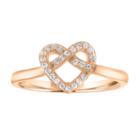 Womens Genuine Diamond 10k Gold Heart Cocktail Ring