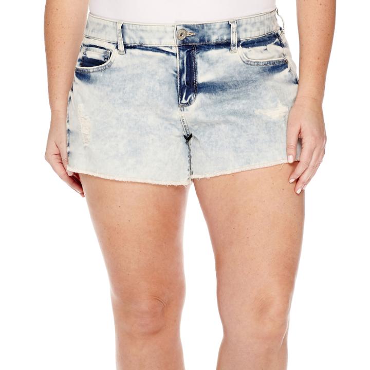 Arizona Raw Hem Denim Shorts - Juniors Plus
