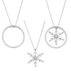 Blue Topaz & Lab-created White Sapphire Circle And Snowflake Interchangeable Sterling Silver Pendant Necklace