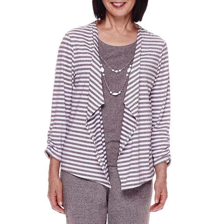 Alfred Dunner Acadia 3/4-sleeve Stripe Layered Top