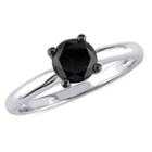 Womens 1 Ct. T.w. Color Enhanced Round Black Diamond 10k Gold Solitaire Ring