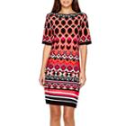 Studio 1 3/4-sleeve Geo Print Sheath Dress - Petite