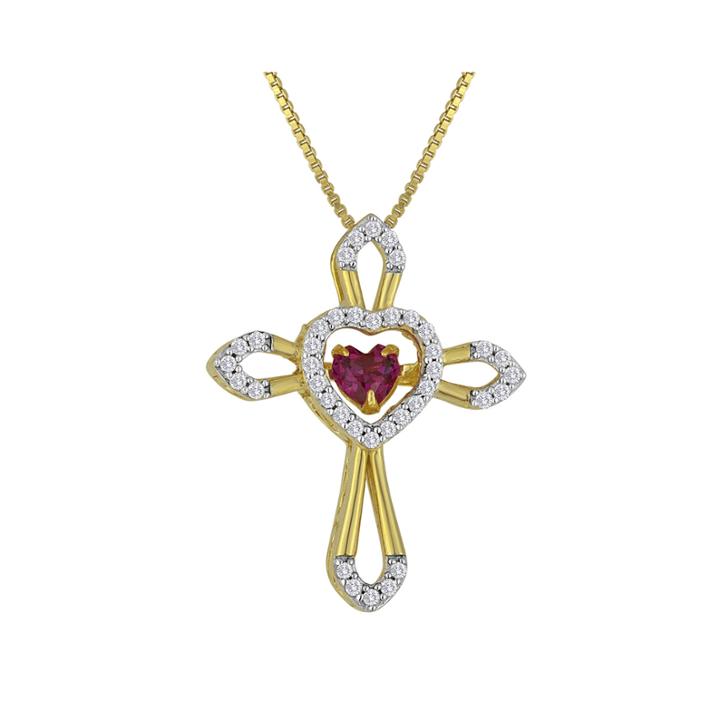 Love In Motion&trade; Lab-created Ruby And White Sapphire Cross Pendant Necklace
