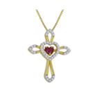Love In Motion&trade; Lab-created Ruby And White Sapphire Cross Pendant Necklace
