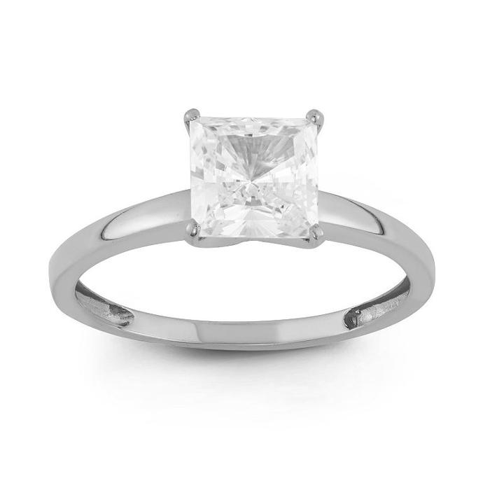 Womens 1 3/4 Ct. T.w. Lab Created Asscher White Cubic Zirconia 10k Gold Engagement Ring