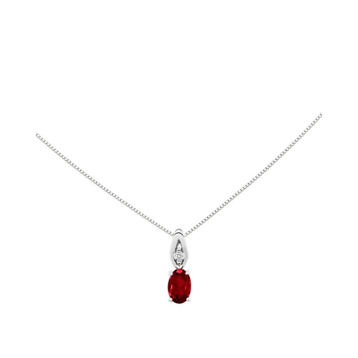 Genuine Ruby And Diamond-accent 14k White Gold Pendant Necklace