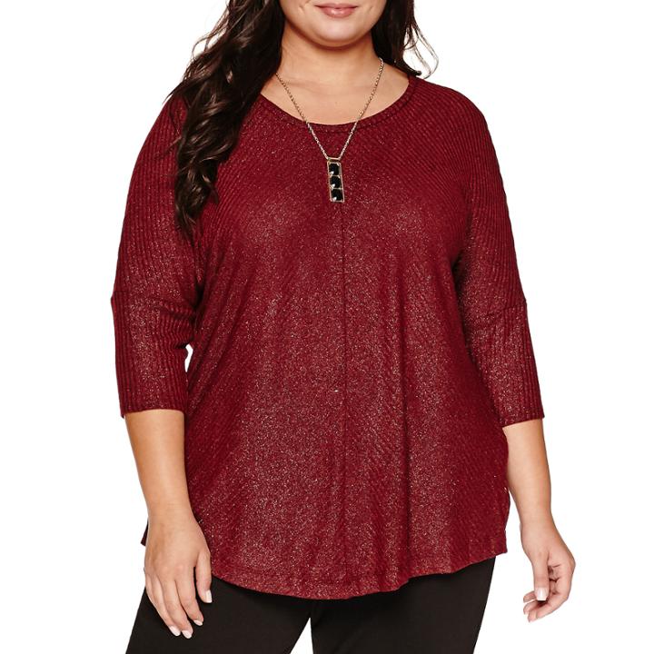 Alyx Elbow Sleeve Scoop Neck Top With Necklace-plus
