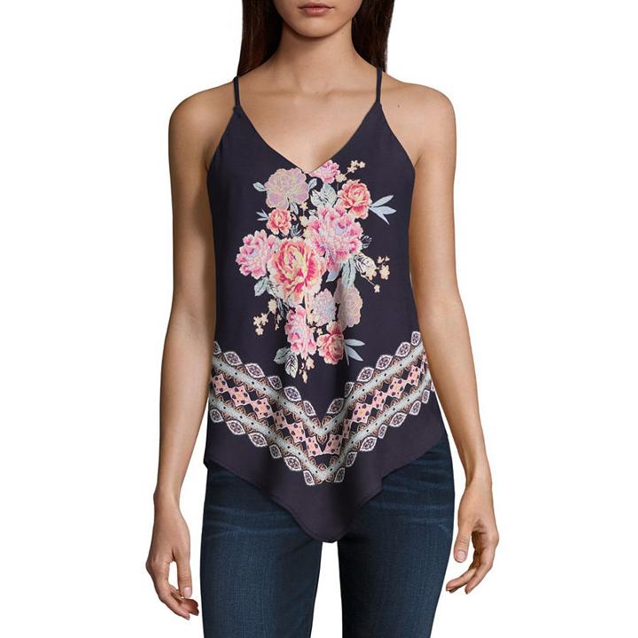 By & By Sleeveless V Neck Dobby Blouse-juniors