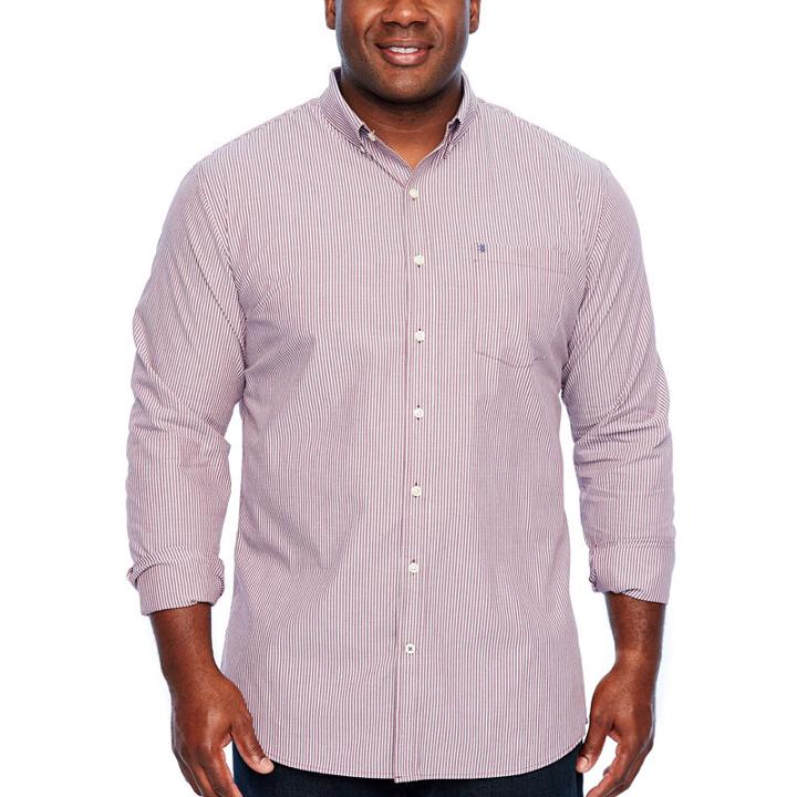 Izod Tall Slim Premium Essential Woven Stripe Long Sleeve Stripe