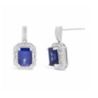 Lab Created Blue Sapphire Round Drop Earrings