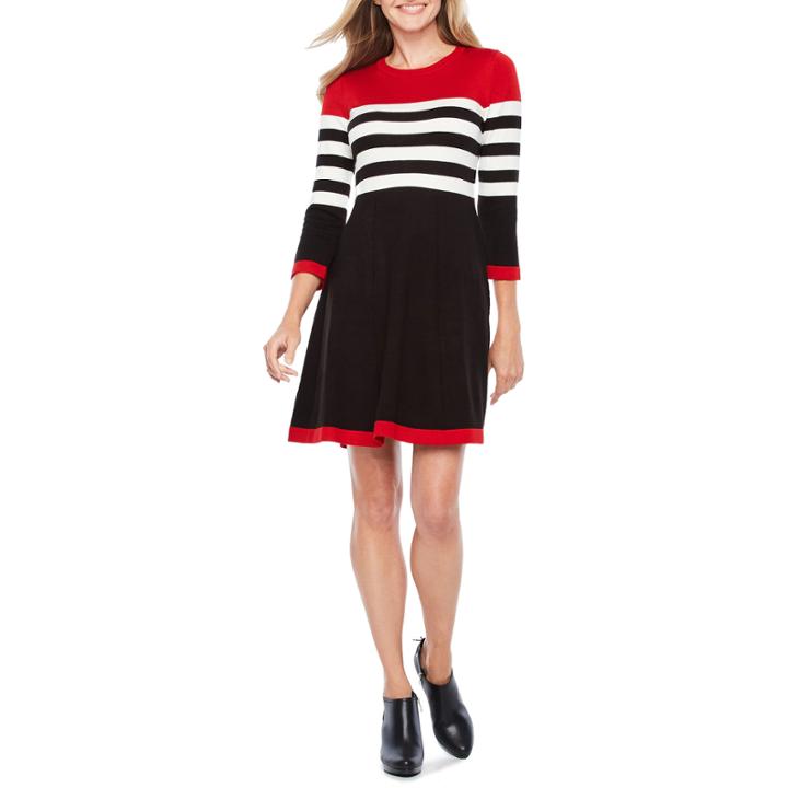 Jessica Howard 3/4 Sleeve Sweater Dress