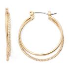 Monet Gold-tone 2-row Hoop Earrings