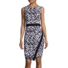 London Style Collection Sleeveless Abstract-print Sheath Dress