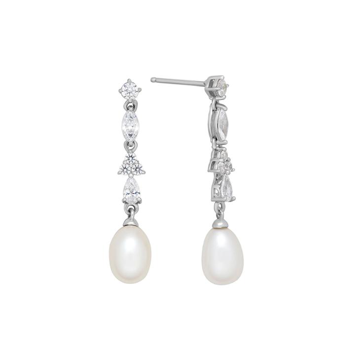 Certified Sofia Bridal Cultured Freshwater Pearl & Swarovski Cubic Zirconia Sterling Silver Earrings