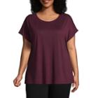 Worthington Short Sleeve Dolman Step Hem Tee - Plus