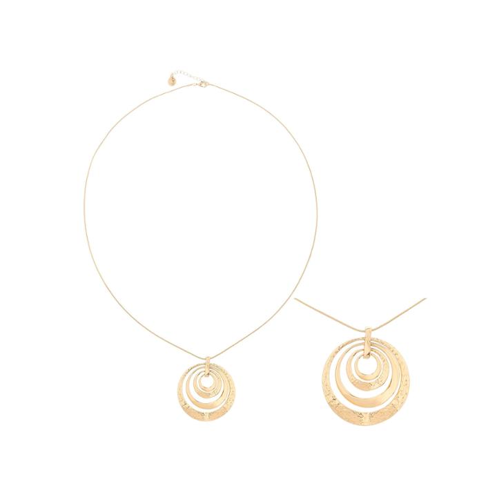 Liz Claiborne Long Hammered Gold-tone Pendant Necklace