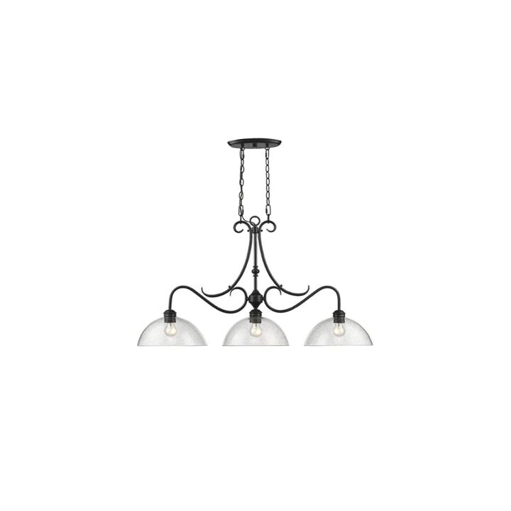Parrish Linear Pendant In Black With Seeded Glass