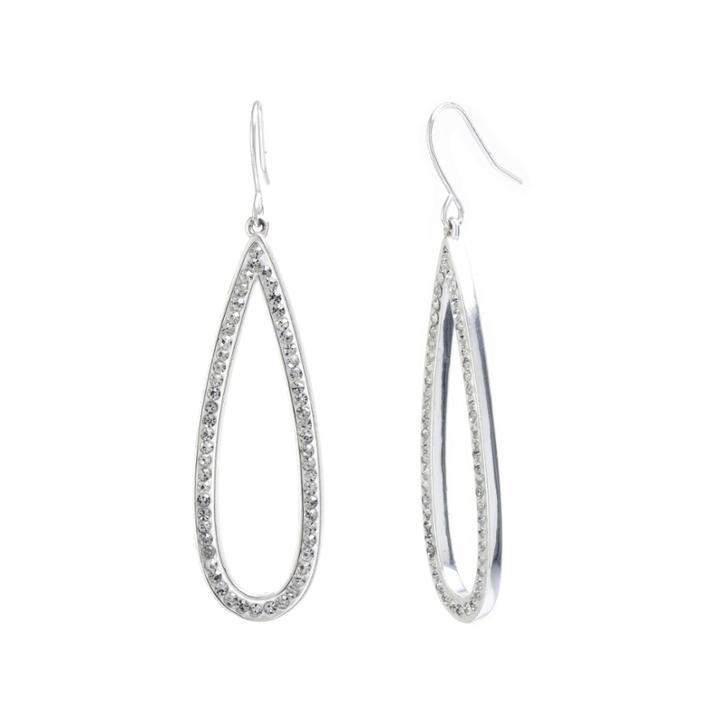 Sparkle Allure Clear Silver Over Brass Drop Earrings