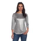 Skyes The Limit St. Moritz 3/4 Sleeve Liquid Silver Top- Plus
