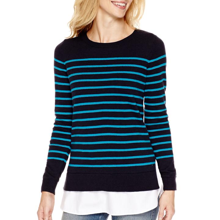 Stylus&trade; Long-sleeve Layered Sweater - Tall
