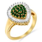 Womens 1 Ct. T.w. Color Enhanced Green Emerald 10k Gold Cluster Ring