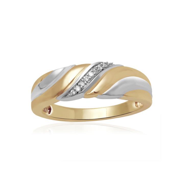 Mens Diamond Accent 10k Two-tone Wedding Band