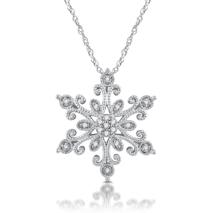 Diamond Blossom Womens 1/10 Ct. T.w. Genuine White Diamond Pendant Necklace