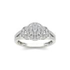 1/2 Ct. T.w. Diamond Cluster 10k White Gold Engagement Ring
