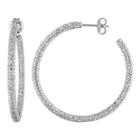 1/2 Ct. T.w. Diamond Sterling Silver Hoop Earrings