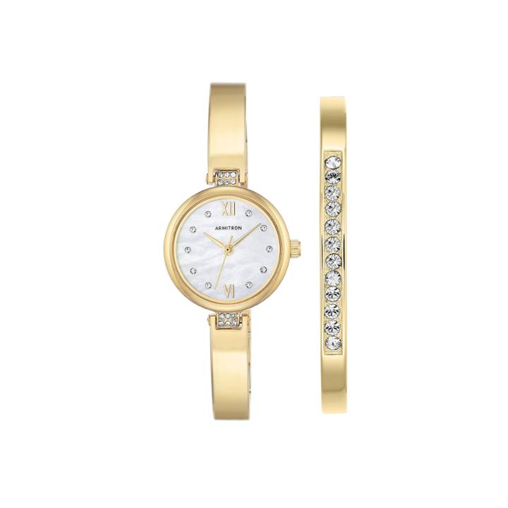 Armitron Now Womens Gold Tone Watch Boxed Set-75/5487mpgpst