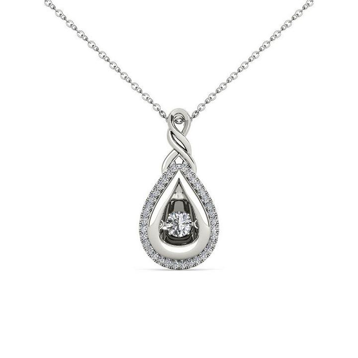 Love In Motion Womens 1/3 Ct. T.w. Genuine White Diamond Pendant