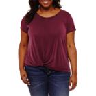 Arizona Short Sleeve Scoop Neck T-shirt-womens Juniors Plus