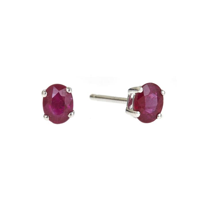 Limited Quantities Oval Lead Glass-filled Ruby Earrings