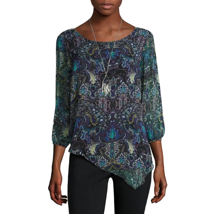 Alyx 3/4-sleeve Asymmetrical Woven Top
