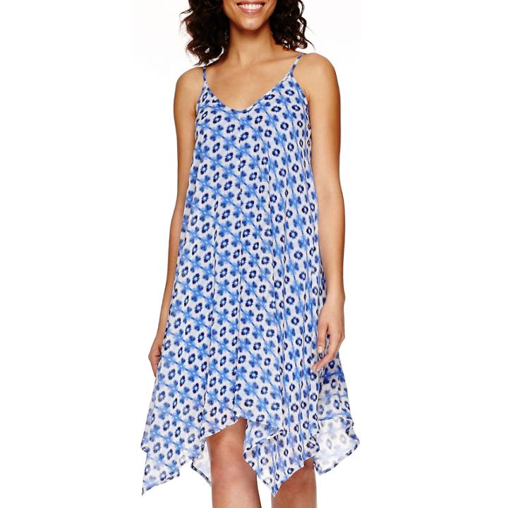 A.n.a Sleeveless Handkerchief-hem Print Dress